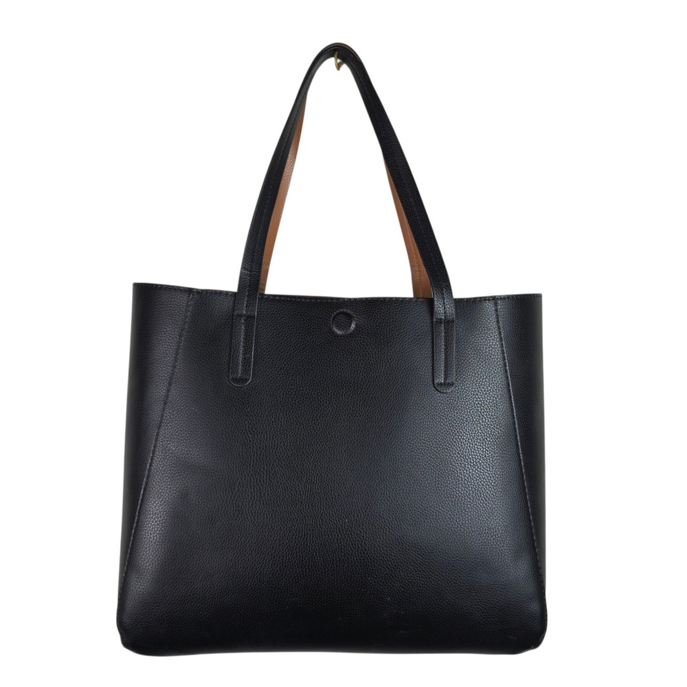 Unbranded Tote Bag Women Large Black Good Pebbled Faux Leather Minimalist